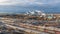 KHABAROVSK, November. 15, 2018: view of the cars of railway passenger cars at the railway depot . Passenger trains