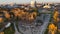 Khabarovsk Park in the city center. city ponds. autumn. the view from the top. taken by drone.