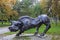 Khabarovsk, Russia, October, 5, 2017. The sculpture of the zodiac sign Taurus in the city of Khabarovsk on the Amur Boulevard in a