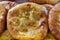 Khachapuri closeup with the cheese