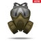 Khaki gas mask respirator. Vector Illustration.