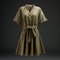 Khaki Tunic Dress: Hyper Realistic, Super Detailed, Hd