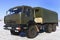 Khaky heavy resque military truck,car on blue sky with antenne