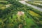 Khal`ch, Vetka District, Belarus. Aerial View Old House Manor Of Landowner Voynich-Senozhetskih. Top View Of Beautiful