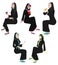 Khaliji Women Icons In Sitting Positions