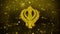 Khanda, religion, religious symbol, sikhism icon golden glitter shine particles.