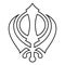 Khanda symbol sikhi sign icon black color illustration flat style simple image