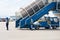 Khanh Hoa, Vietnam - July 30, 2016: Vietnam Airlines stairs ready for passenger to step down, with aviation service staffs in Cam