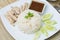 Khao Man Kai (Hainanese chicken rice, steamed chicken and white