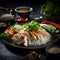 Khao Mun Gai or Hainanese chicken rice Thai food, with Generative AI