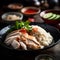 Khao Mun Gai or Hainanese chicken rice Thai food, with Generative AI