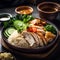 Khao Mun Gai or Hainanese chicken rice Thai food, with Generative AI