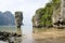 Khao Phing Kan  eroded limestone karst tower rock, James Bond island, Thailand