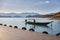 Khao Sok, Thailand, February 07, 2020: Lonely long Thai boat at the pier