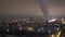 Kharkiv city from above night timelapse at winter. Ukraine.