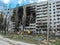 Kharkiv, Kharkov, Ukraine - 05.07.2022: Russian invasion military war in Ukraine destroyed building with burnt