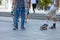 Kharkiv, Ukraine, August, 2019 Teenagers with skateboards in city landscape. Modern active lifestyle concept. Boys skaters make