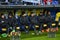 KHARKIV, UKRAINE - FEB 23: Bench football players Celta during t