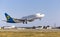 Kharkov/Ukraine -  August 19, 2018: Boeing 737-36Q UR-GBD of Ukraine International Airlines  taking off in Kharkov Airport