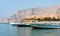 Khasab city creek and desert rock scenery in Oman