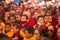 KHATMANDU, NEPAL - tibetan Buddhist monks near stupa Boudhanath during festive Puja