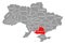 Kherson red highlighted in map of the Ukraine