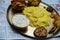 Khichdi served in Indian rice feeding ceremony of child in Kolkata.