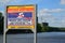 Khimki, Russia - May 30.2017. the sign of swimming is forbidden on banks of the Moscow Canal