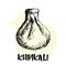 Khinkali. Georgian cuisine. Logo for khinkalnoy. Dumplings. Pencil drawing