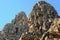 The Khmer Bayon Temple in Cambodia, adorned with stone human faces on its towers