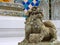 Khmer-styled stone lion. The Temple of the Emerald Buddha or Wat Phra Kaew , Grand Palace, Bangkok