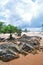 Khone Phapheng falls on the Mekong River in Laos during the Monsoon flooding