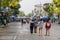 KhonKaen Songkran festival. Thai people and Foreign tourists enjoy splashing water.