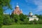 Khotkovo, Moscow Oblast, Russia - May, 2019: Pokrovsky Hotkov Monastery in sunny spring day