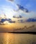 Khulna, Bangladesh: Sunset on the Rupsa River near Khulna with polluting smokestack