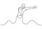 Kick boxing one line drawing. Person give a punch. Continuous single hand drawn sport athlete. Contour sketch minimalism style