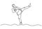 Kick boxing one line drawing. Person kick to the air. Continuous single hand drawn sport athlete. Contour sketch minimalism style
