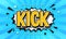 Kick cartoon editable text effect with yellow color theme