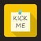 Kick me, april fools day sticker icon, flat style