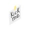 Kick me note icon, isometric 3d style