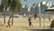 Kick off and point played in a footvolley game on Copacabana Beach in Rio