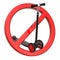 Kick scooter with forbidden sign, 3D rendering