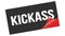 KICKASS text on black red sticker stamp