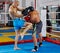 Kickbox fighters sparring in the ring