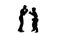 Kickboxer girl kicks on the head of an opponent. Silhouette. White background. Slow motion