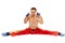 Kickboxer isolated executing a split