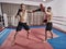 Kickboxers sparring in the ring