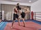 Kickboxers sparring in the ring