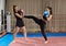 Kickboxing girls sparring