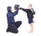 Kickboxing kids with instructor